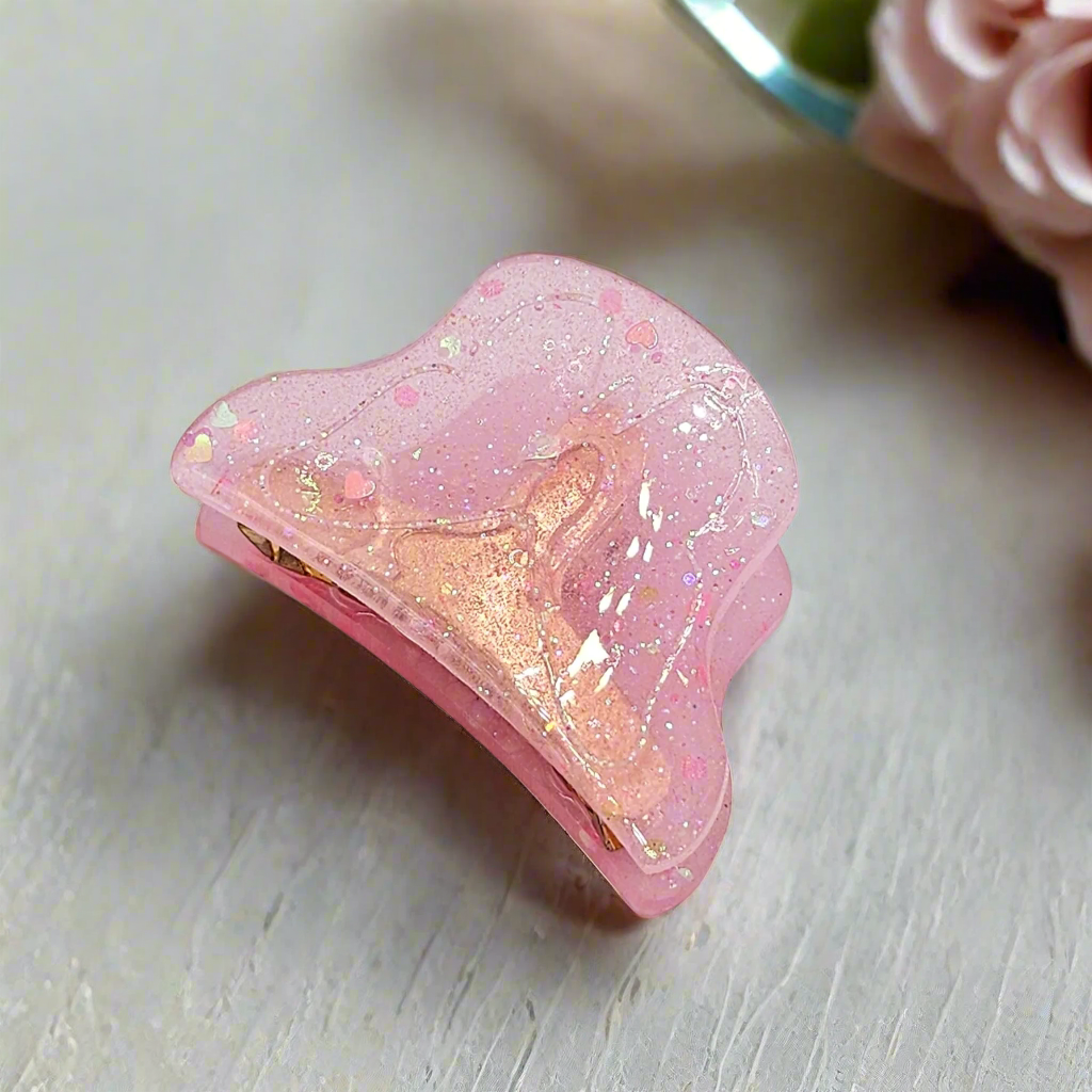 Kawaii Butterfly Trapezoid Resin Golden Claw Hair Clip