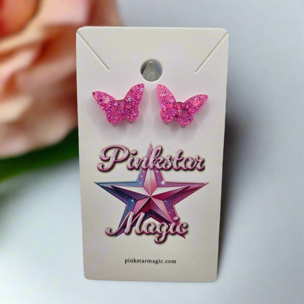 Elegant Handmade Resin Butterfly Stud Earrings