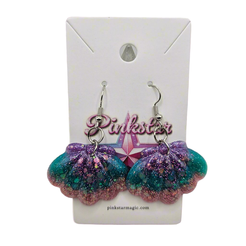 Seashell Mermaid Resin Earrings in Pastel Colors