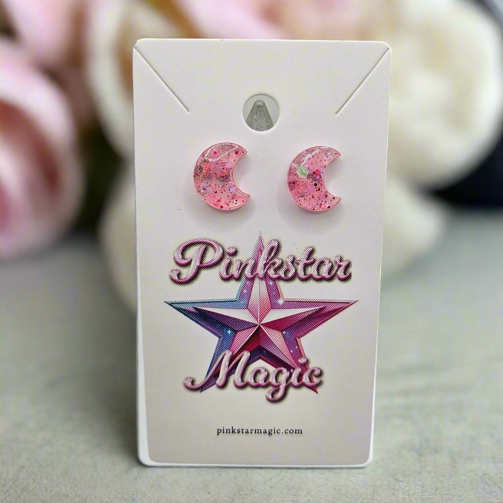 Cute Splarkly Moon Resin Earrings with Glitter