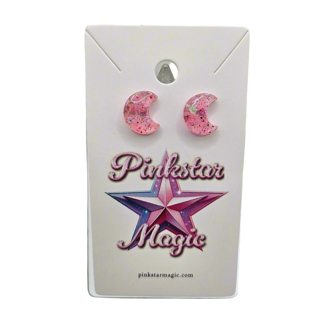 Cute Splarkly Moon Resin Earrings with Glitter
