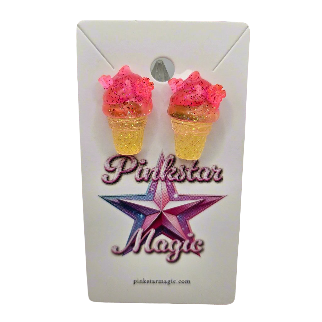 Ice Cream Stud Earrings with Cone in Cute Sweet Flavors