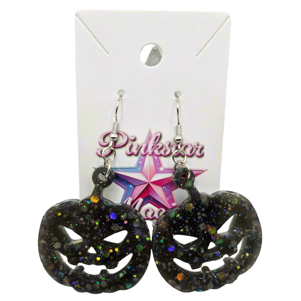 Spooky Kawaii Pumpkin Resin Earrings for Halloween