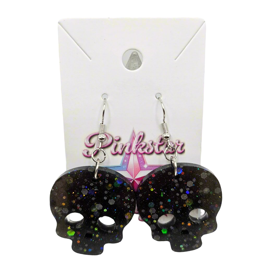 Spooky Kawaii Skull Resin Earrings for Halloween