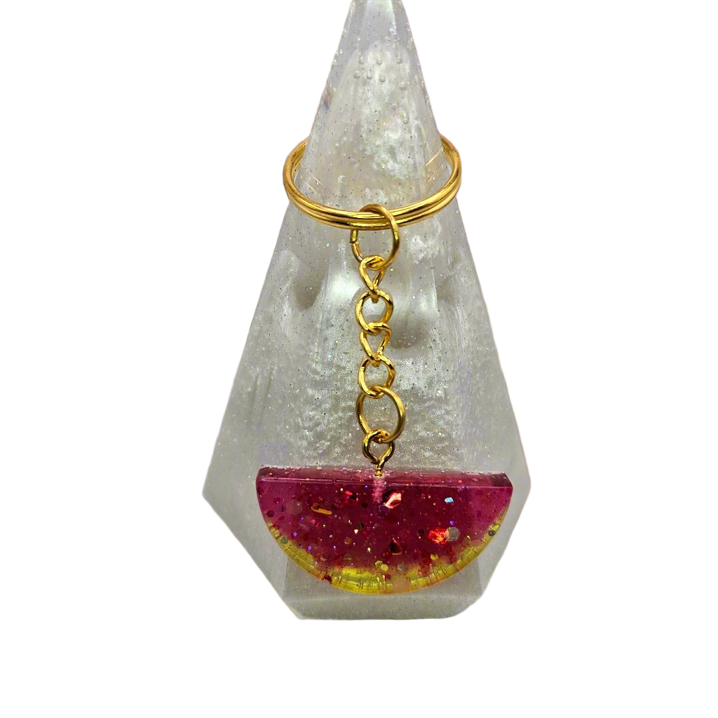 Cute Handmade Resin Watermelon Golden Keychain