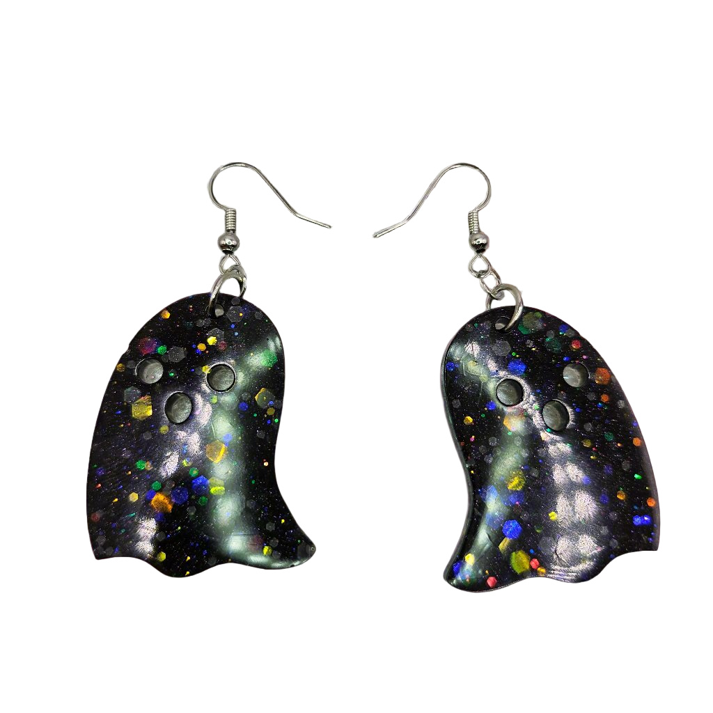 Spooky Kawaii Ghost Resin Hook Earrings for Halloween