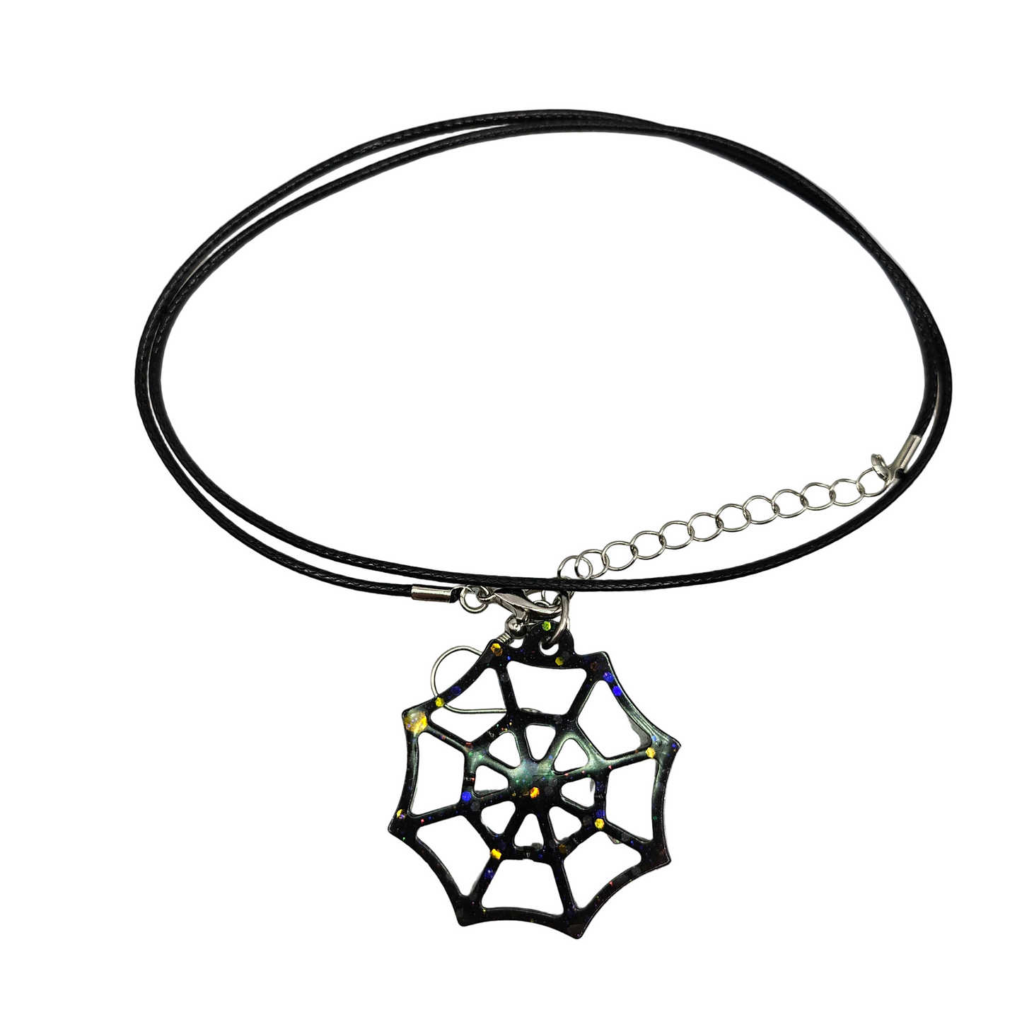 Halloween Handmade Spiderweb Resin Necklace