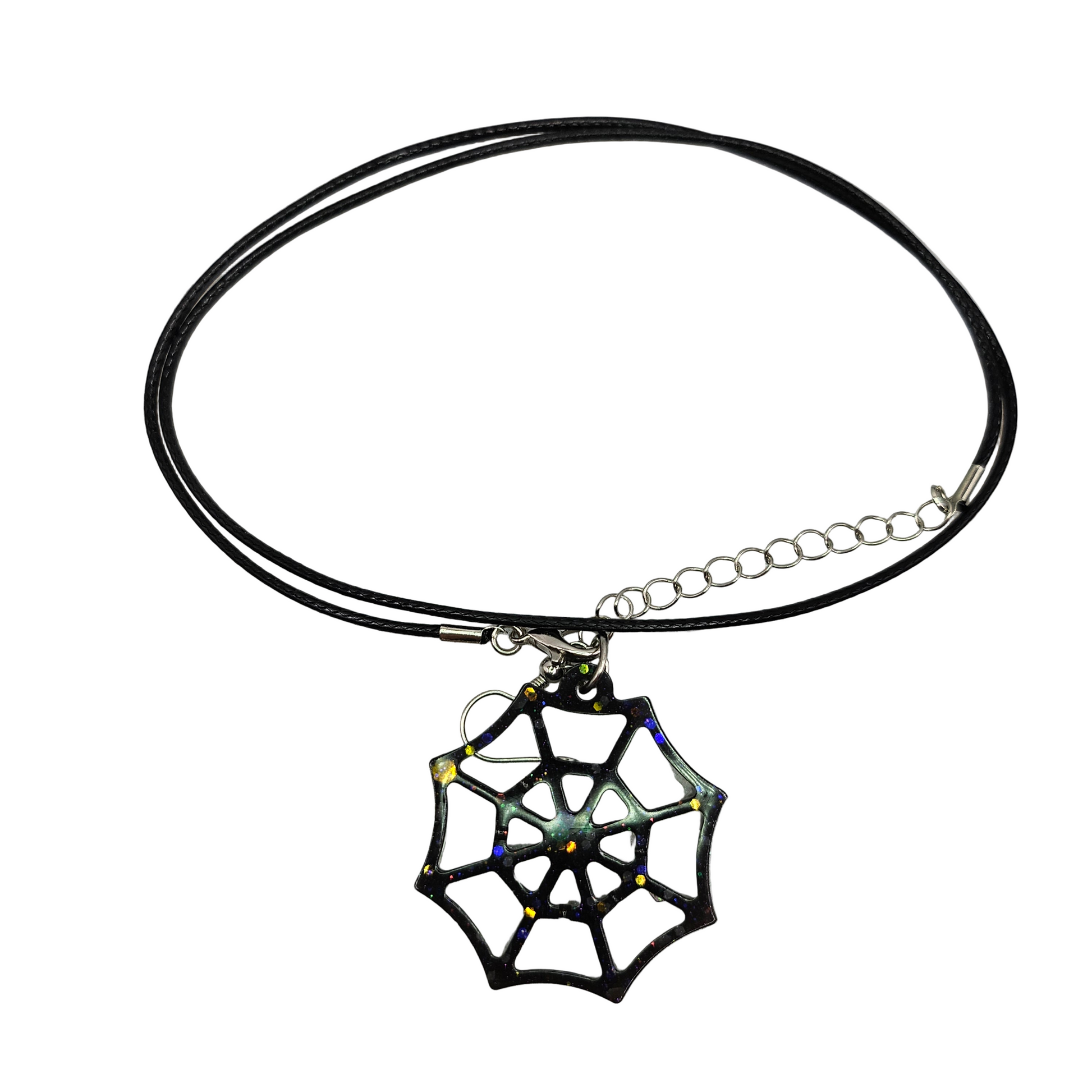 Halloween Handmade Spiderweb Resin Necklace