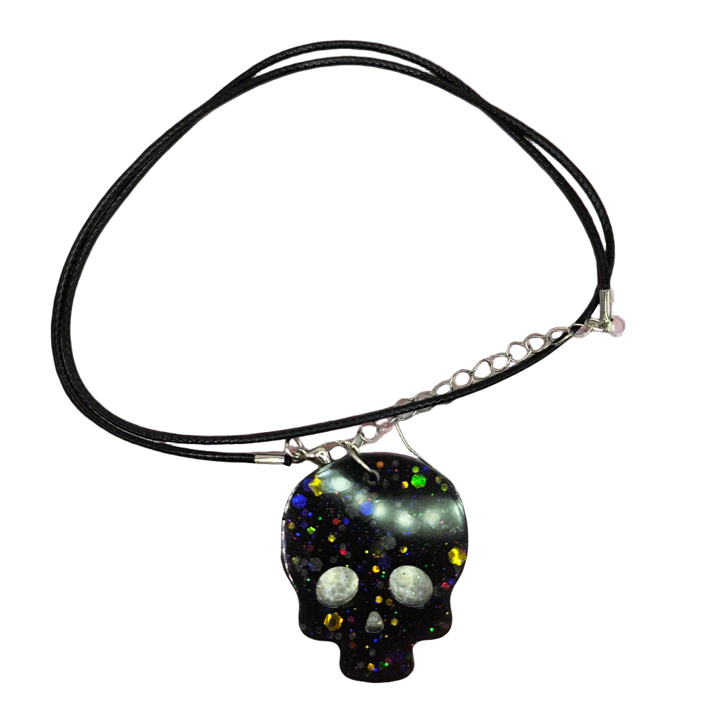 Spooky Kawaii Skull Resin Necklace for Halloween