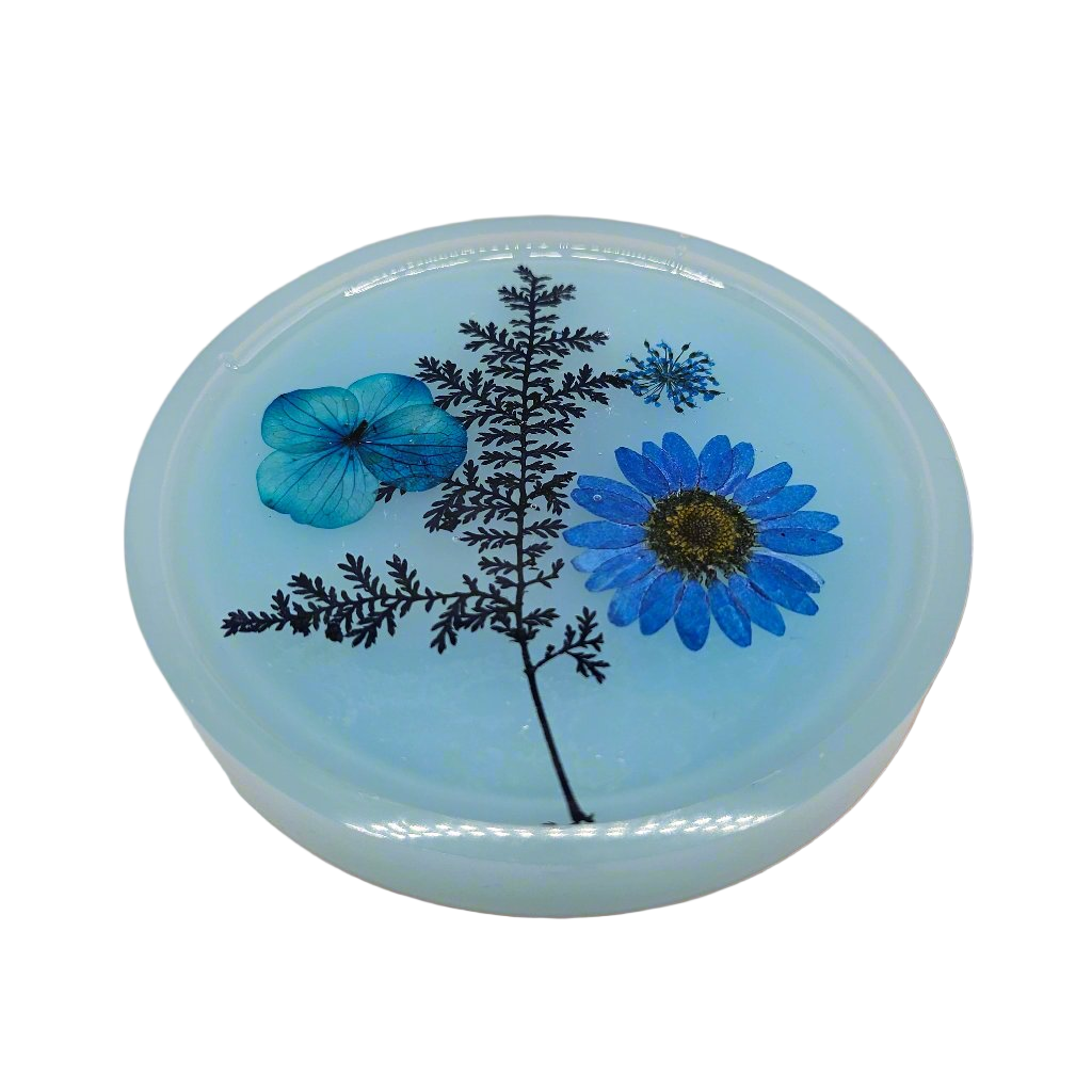 Circular Jewelry Tray with Flowers in Pastel Colors