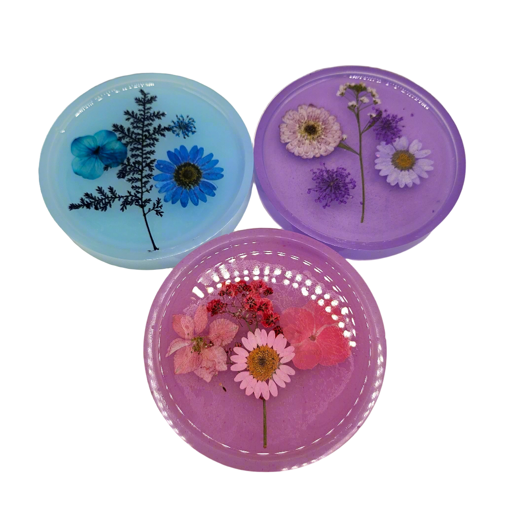 Circular Jewelry Tray with Flowers in Pastel Colors