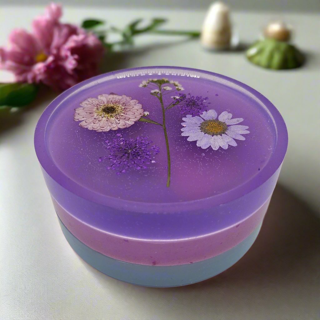 Circular Jewelry Tray with Flowers in Pastel Colors