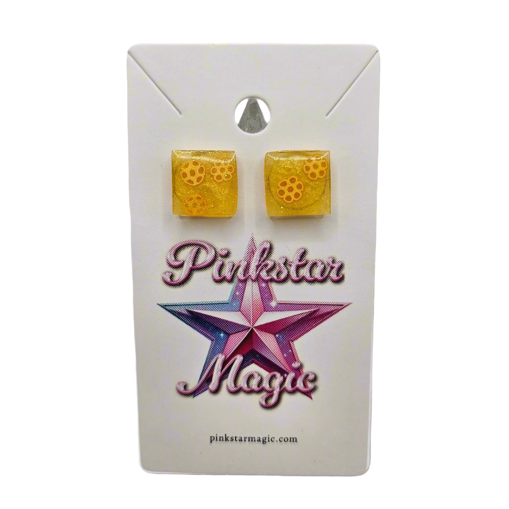 Cute Square Honeycomb Resin Earrings with Glitter