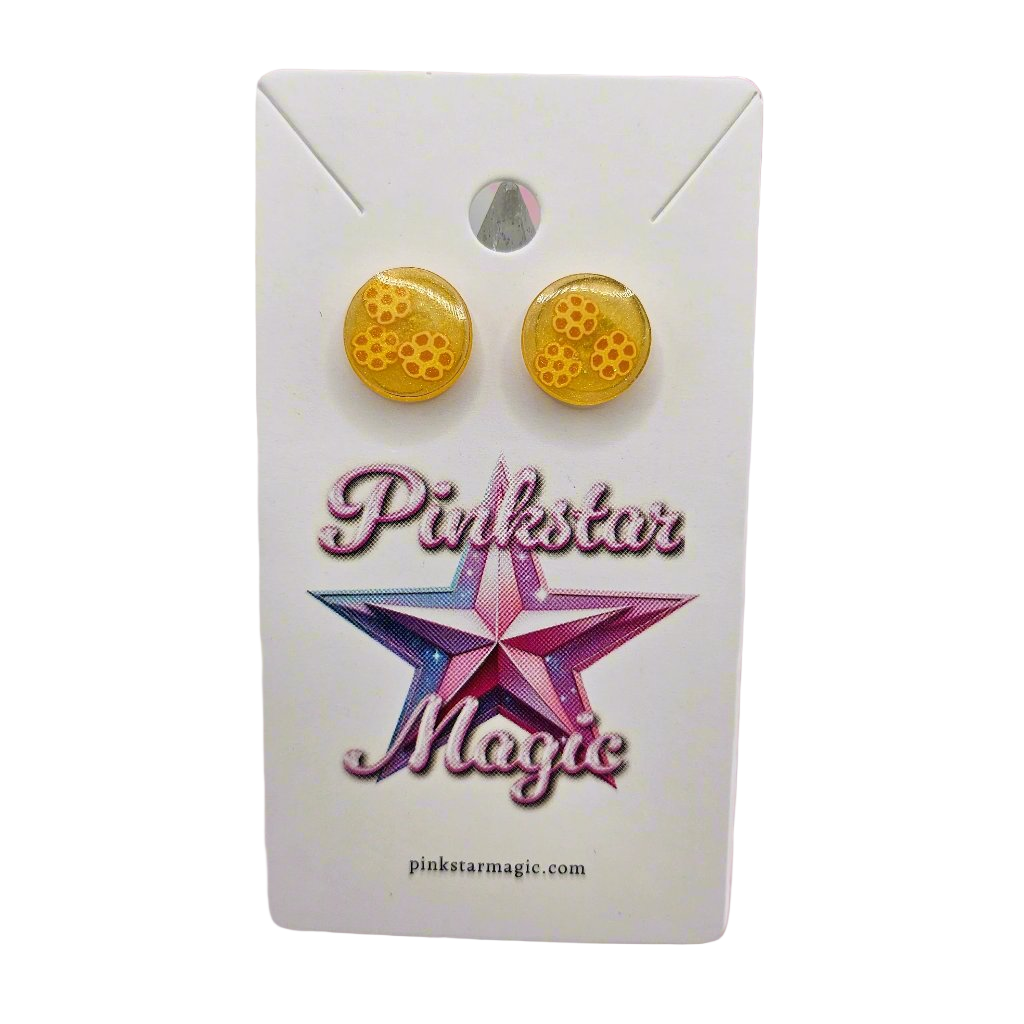 Cute Circle Honeycomb Resin Earrings with Glitter