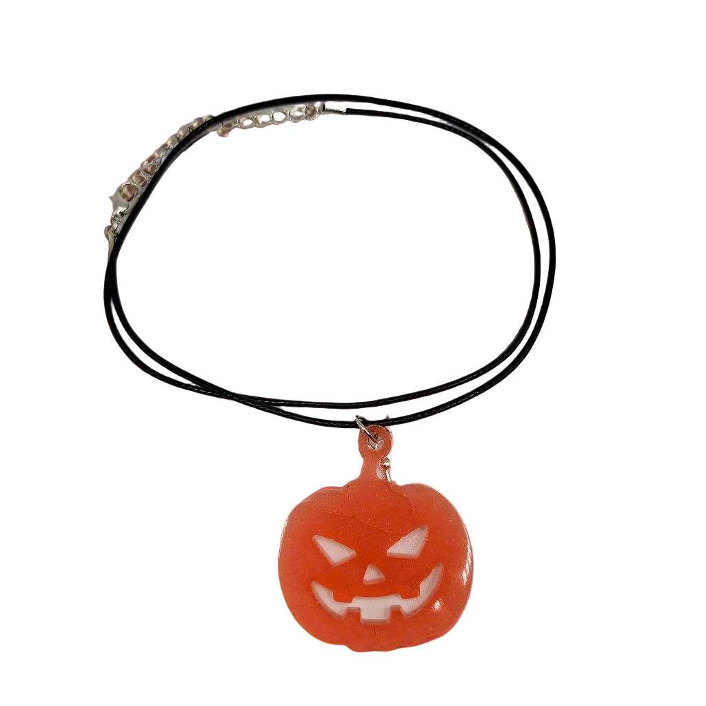 Spooky Kawaii Pumpkin Resin Necklace for Halloween
