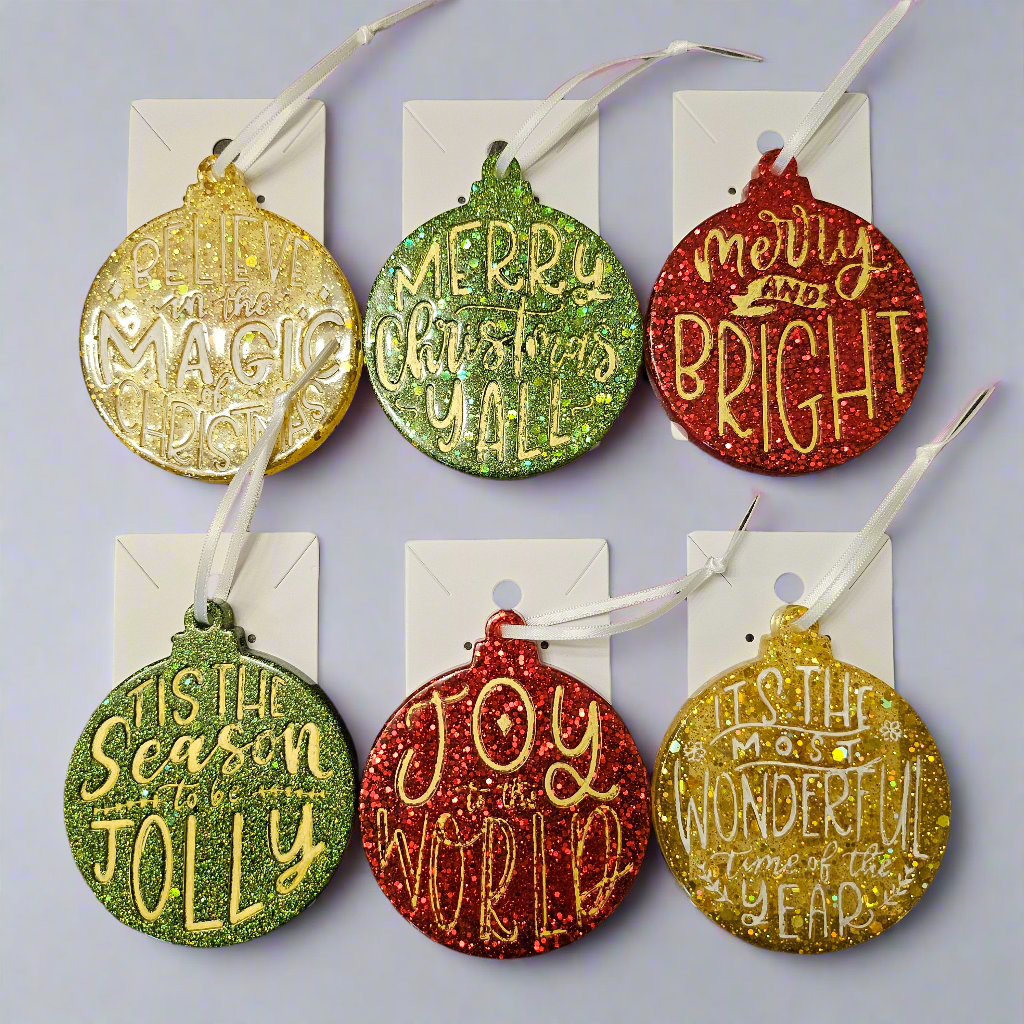 Resin Christmas Ornament with Assorted Hand-Painted Message