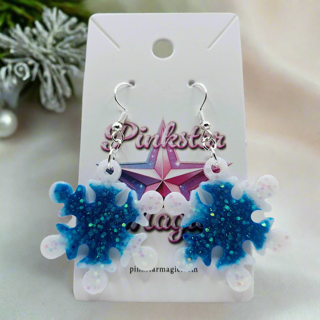 Christmas Snowflake Resin Round Earrings