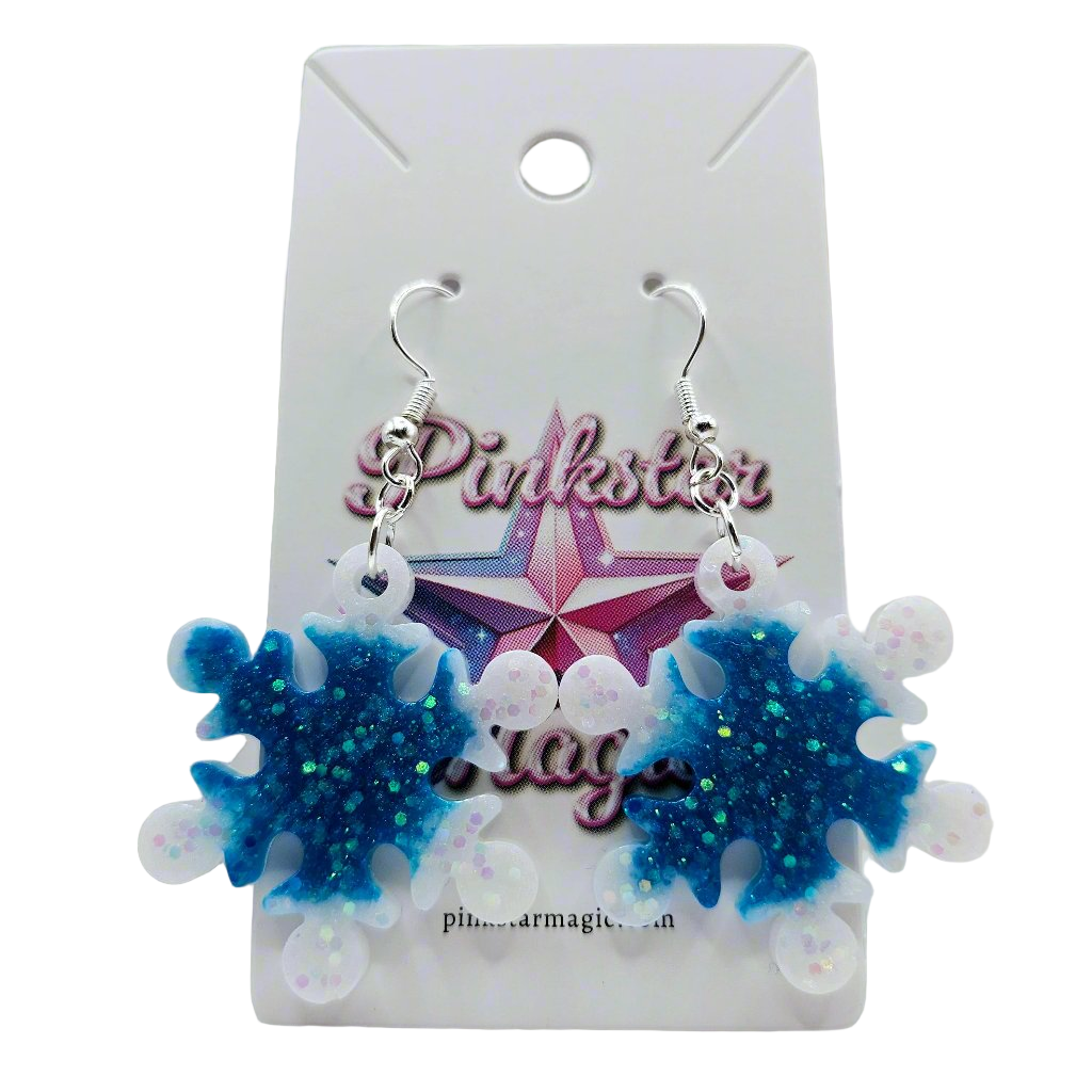 Christmas Snowflake Resin Round Earrings