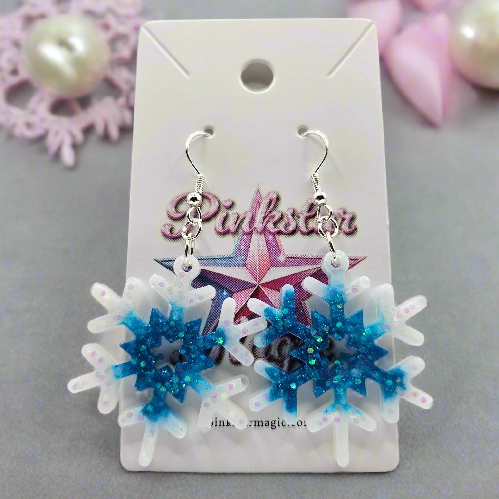 Christmas Snowflake Resin Earrings