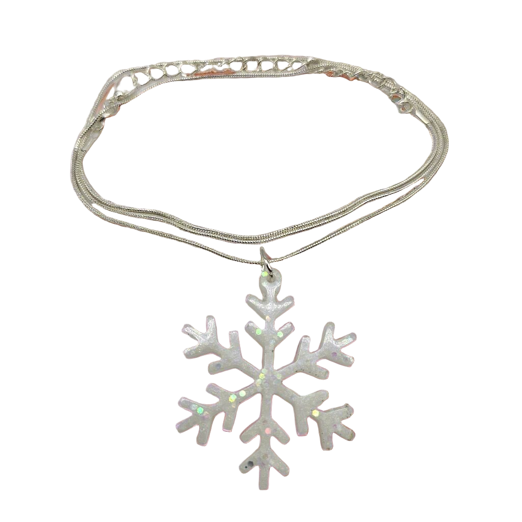 Christmas Snowflake Resin Necklace