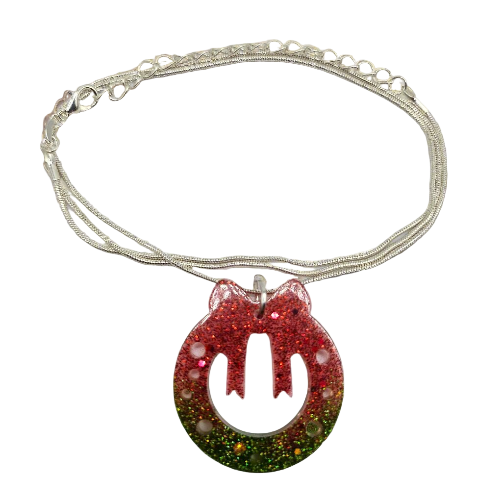 Christmas Wreath Resin Necklace