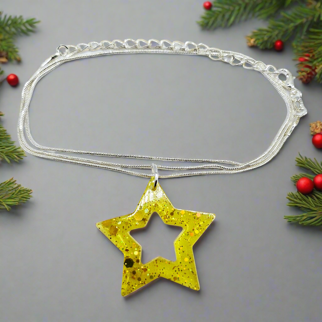 Magical Hollow Star Resin Necklace