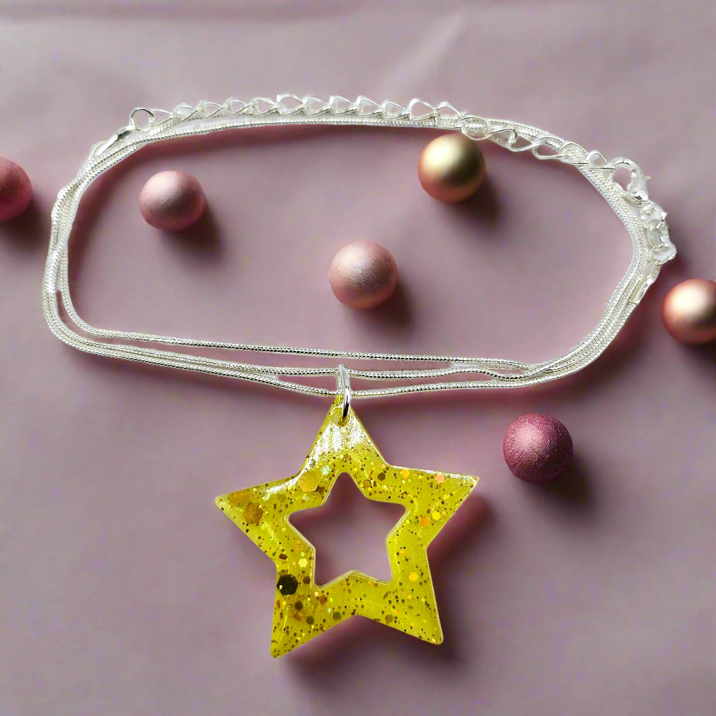 Magical Hollow Star Resin Necklace