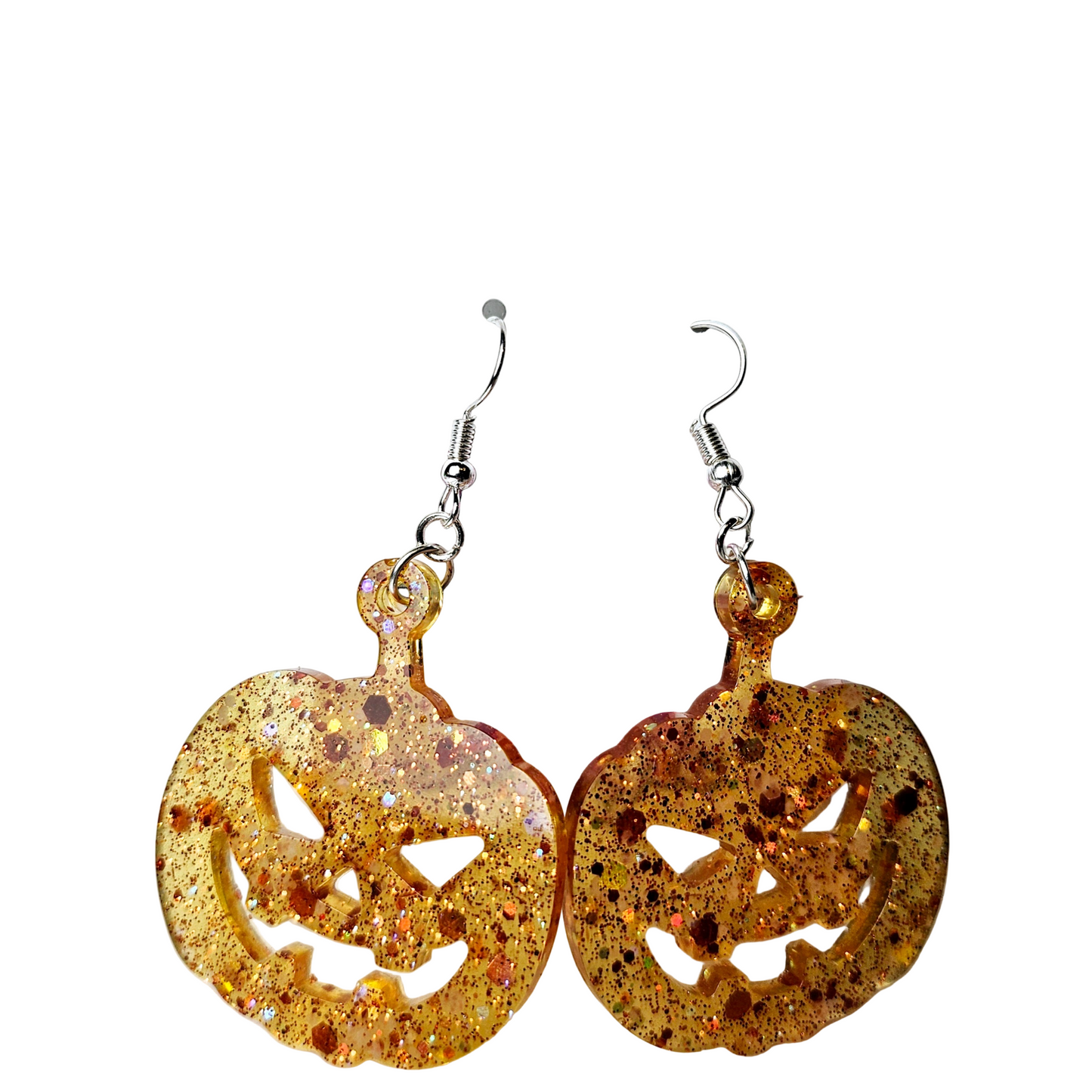 Spooky Kawaii Pumpkin Resin Earrings for Halloween