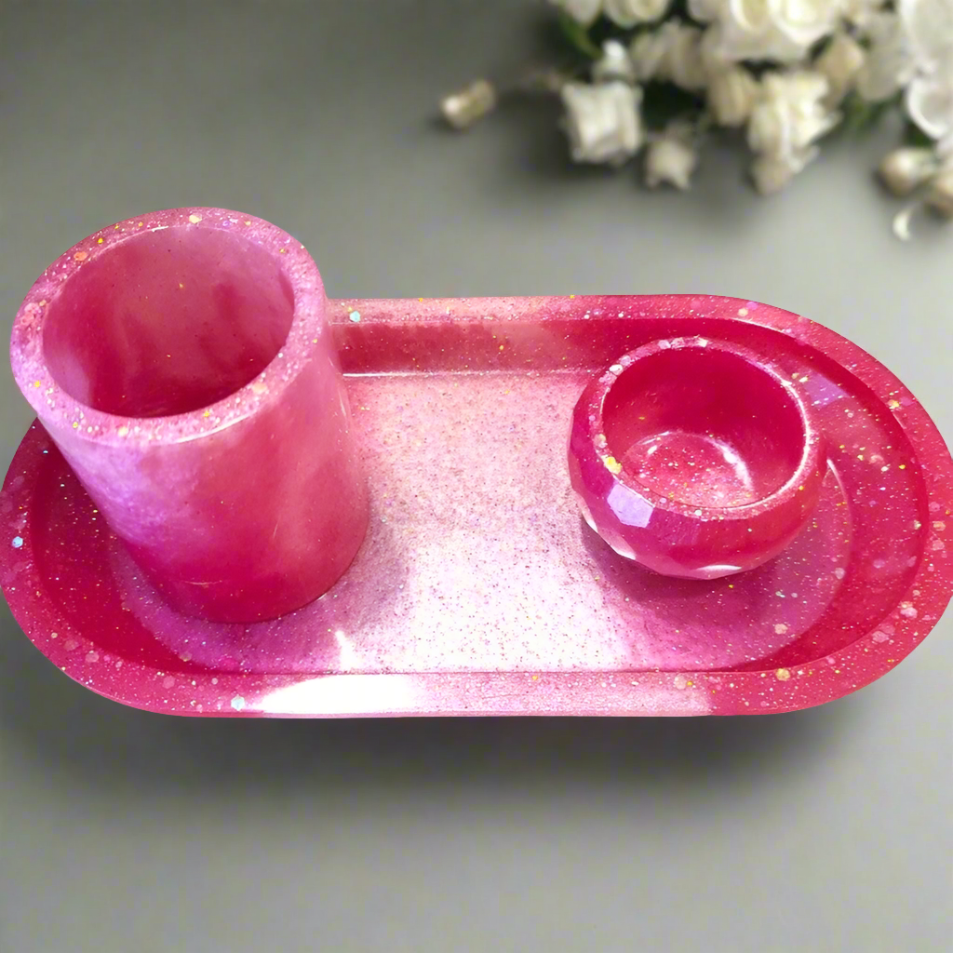 Geometric Handmade Resin Jewelry Tray