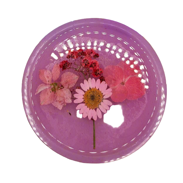 Circular Jewelry Tray with Flowers in Pastel Colors