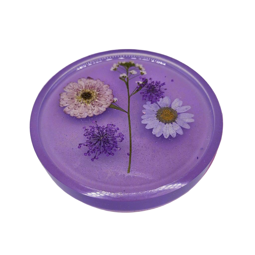 Circular Jewelry Tray with Flowers in Pastel Colors