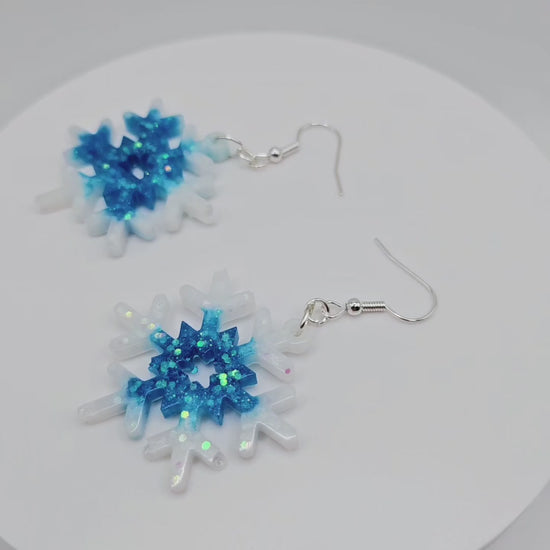 Christmas Snowflake Resin Earrings