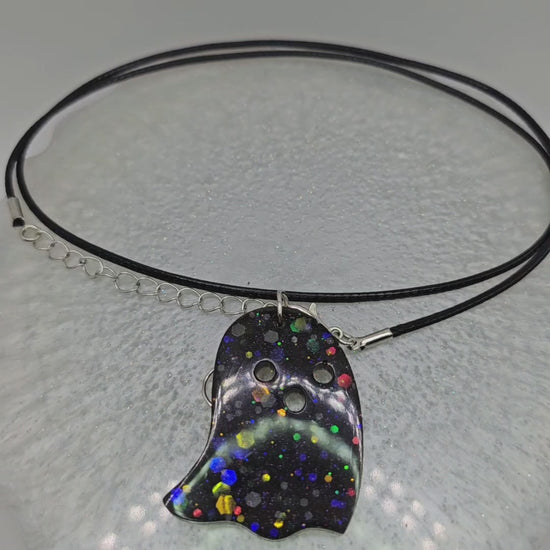 Spooky Kawaii Ghost Resin Necklace for Halloween