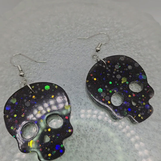 Spooky Kawaii Skull Resin Earrings for Halloween