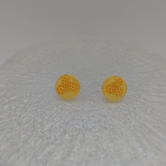 Cute Circle Honeycomb Resin Earrings with Glitter