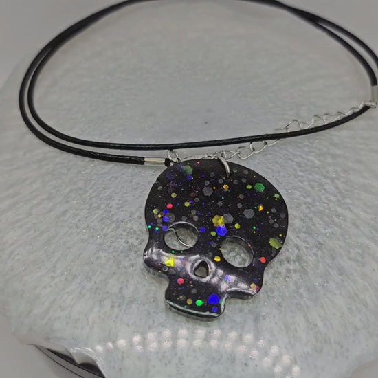 Spooky Kawaii Skull Resin Necklace for Halloween