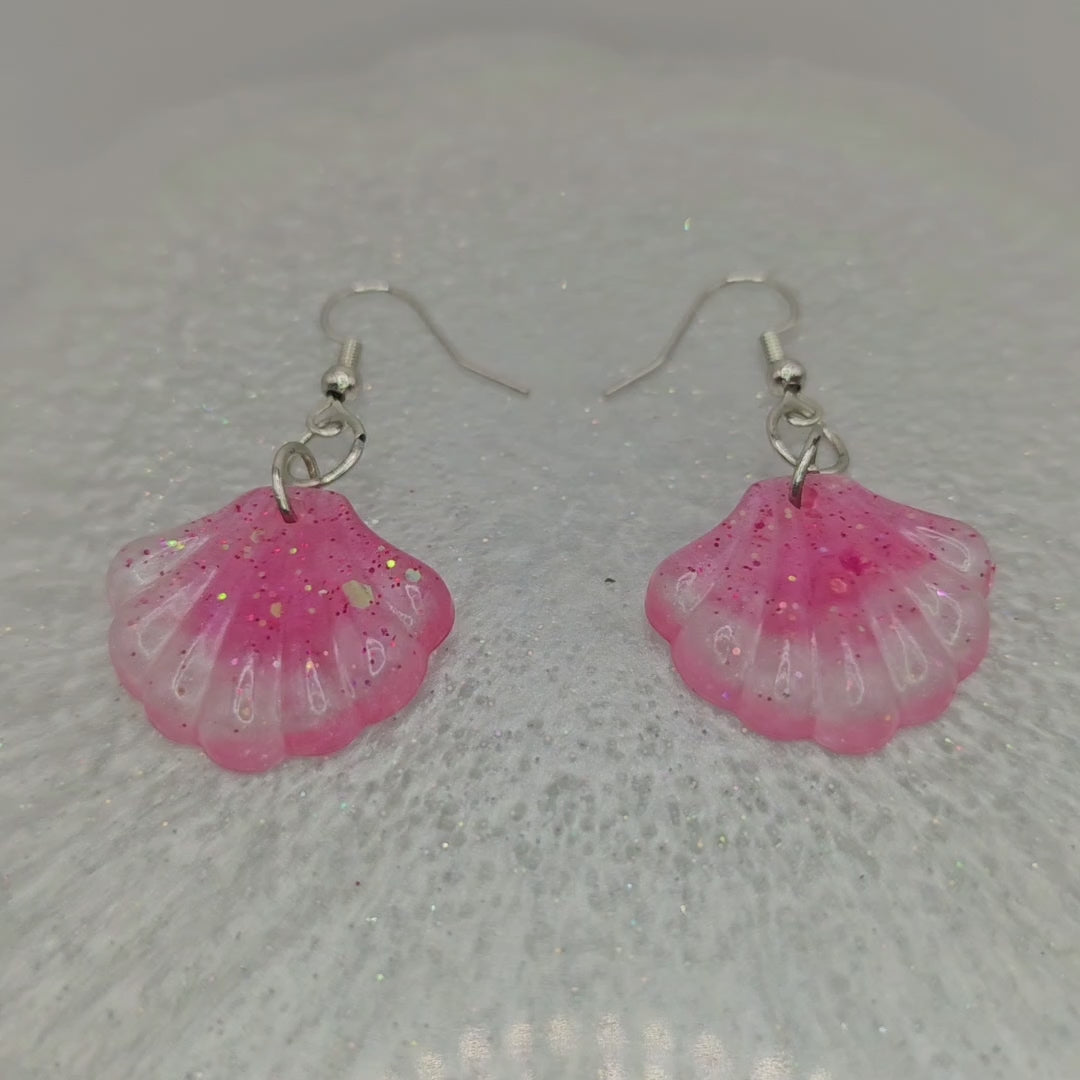 Elegant Ombre Handmade Resin Seashell Hook Earrings