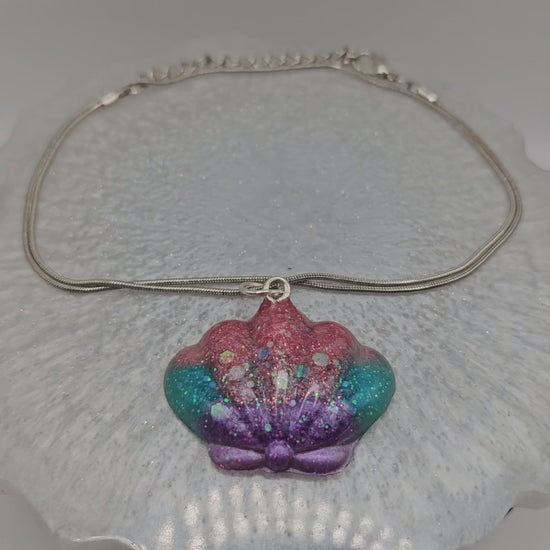 Seashell Mermaid Resin Necklace in Pastel Colors