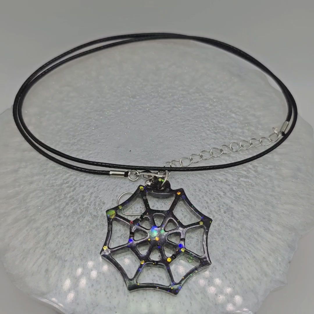 Halloween Handmade Spiderweb Resin Necklace