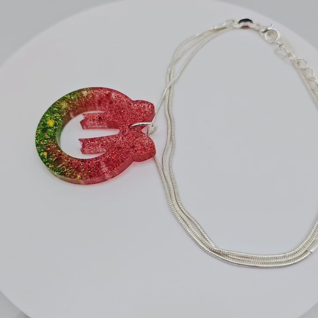 Christmas Wreath Resin Necklace