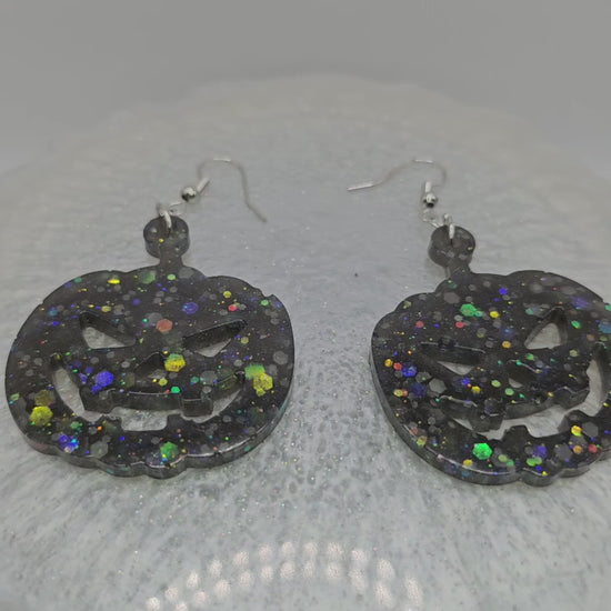 Spooky Kawaii Pumpkin Resin Earrings for Halloween