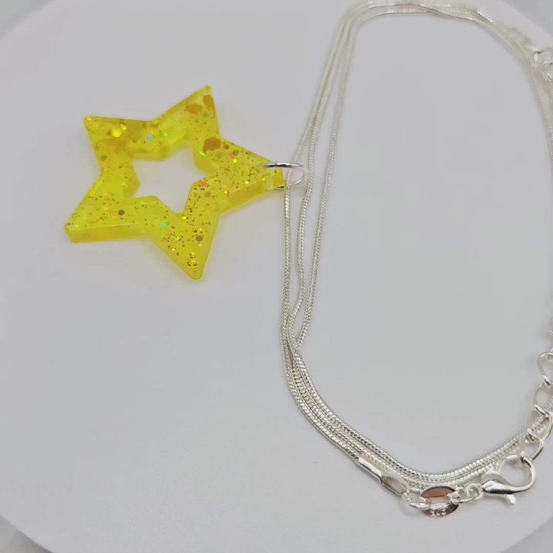 Magical Hollow Star Resin Necklace